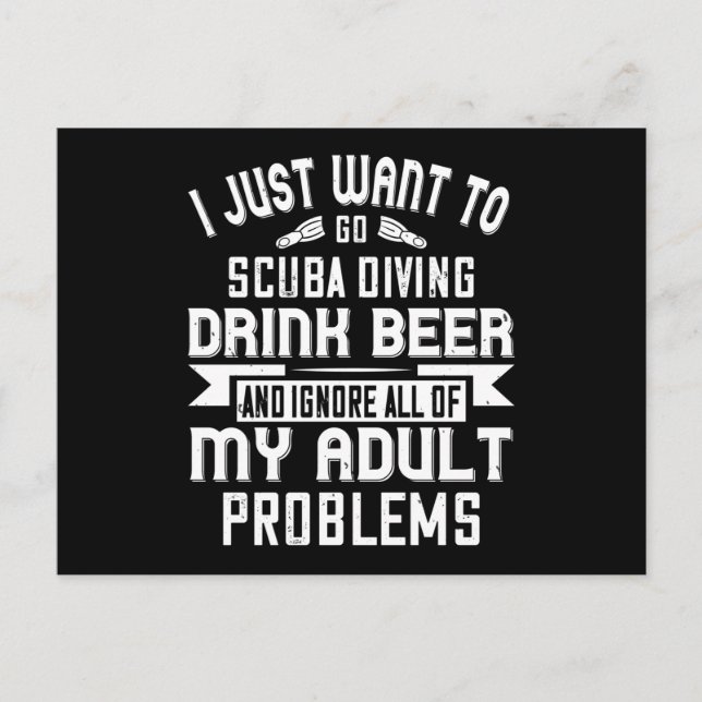 Cartão Postal Mergulho - Eu Só Quero Ir Mergulhar Scuba (Frente)