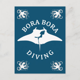 Cartão Postal Mergulho Scuba Com Raios Manta Em Bora Bora