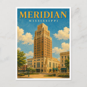 Cartão Postal Meridian Mississippi Threefoot Building GeoSaga