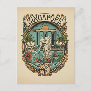 Cartão Postal Merlion Singapura