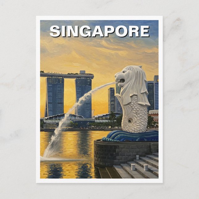 Cartão Postal Merlion Singapura (Frente)