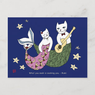 Cartão Postal Mermaid cat