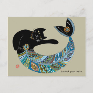 Cartão Postal Mermaid cat