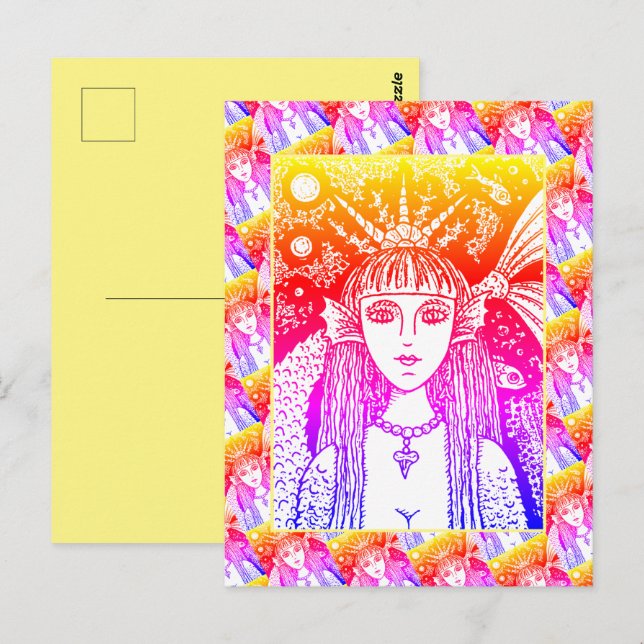 CARTÃO POSTAL MERMAID, FANTASIA DO MAR NEGRO SANTASIA WHIMSY POS (Frente/Verso)