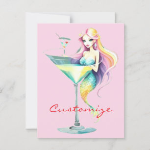 Cartão Postal Mermaid Martini Girl Thunder_Cove