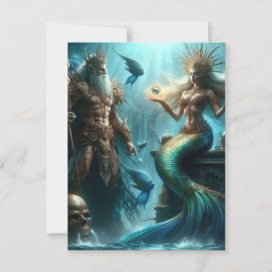 Cartão Postal Mermaid Poseidon