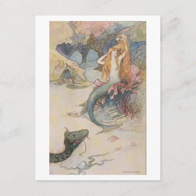Cartão Postal Mermaid Warwick Goble (Frente)