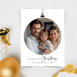 Cartão Postal Merriest Christmas Family Photo, Wishes Ball<br><div class="desc">Merriest Christmas. Celebrate the season with this family photo, Christmas ball layover postcard It is fully customisable and personalised with your own greeting messages. Please add your return address for easy mailing. It is simple, easy, yet modern minimalist and festive. This is the perfect postcard for sending your holiday wishes....</div>