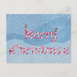 Cartão Postal Merry Christmas Candy Cane Swirl