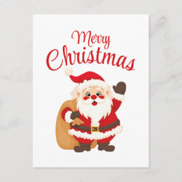 Cartão Postal Merry Christmas Cute Cartoon Santa Claus Simple