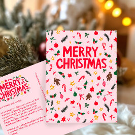 Cartão Postal MERRY CHRISTMAS Cute Doodle Whimsical CUSTOM