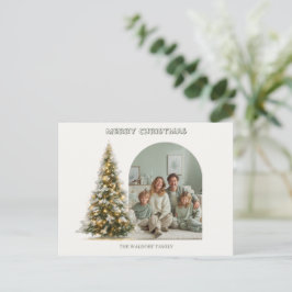 Cartão Postal Merry Christmas Family Photo | Custom Holiday Card