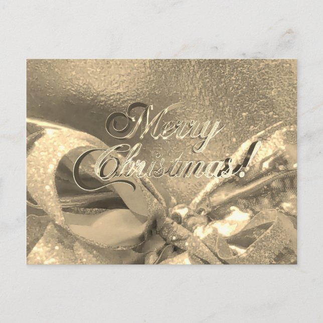 Cartão Postal Merry Christmas Faux Gold Foil Script Elegant Chic (Frente)