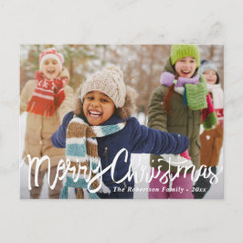 Cartão Postal MERRY CHRISTMAS | feriado de script de pincel bran