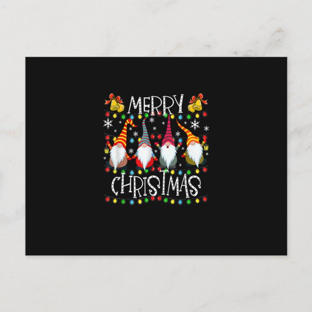 Cartão Postal Merry Christmas Gnome Matching Family Party Pajama (Frente)