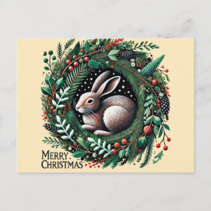 Cartão Postal Merry Christmas Hare