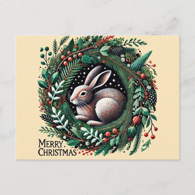 Cartão Postal Merry Christmas Hare (Frente)