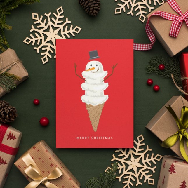 Cartão Postal MERRY CHRISTMAS Snowman Sorvete Cone (Criador carregado)
