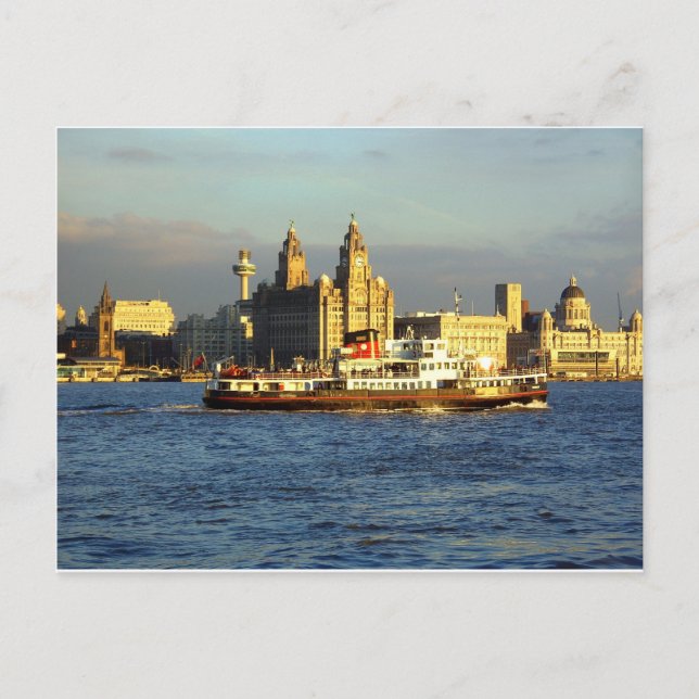 Cartão Postal Mersey Ferry e Liverpool Waterfront (Frente)