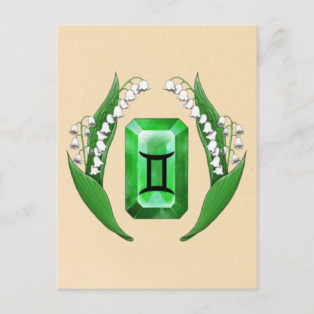 Cartão Postal Mês de Nascimento May Gemini (Frente)