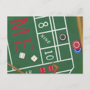 Cartão Postal Mesa de cassino com Chips e Dice