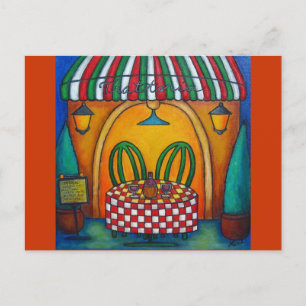 Cartão Postal Mesa para dois na placa de Posto Trattoria