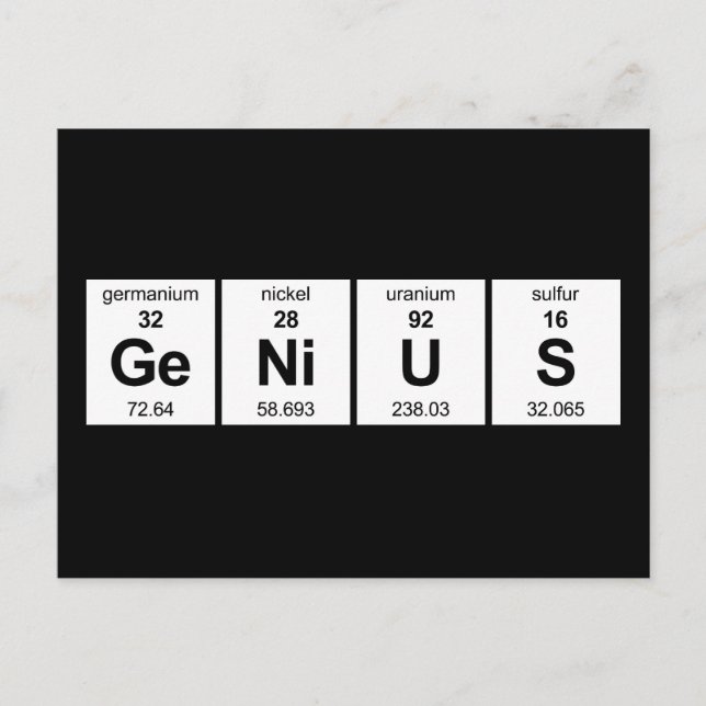 Cartão Postal Mesa periódica GeNiUS (Frente)