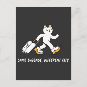Cartão Postal Mesma Mala Cidade Diferente Gato Viajante Divertid