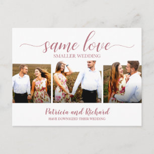 Cartão Postal Mesmo Amor Anúncio de Casamento Reduzido 3 Fotos