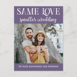 Cartão Postal Mesmo amor, casamento menor, foto simples