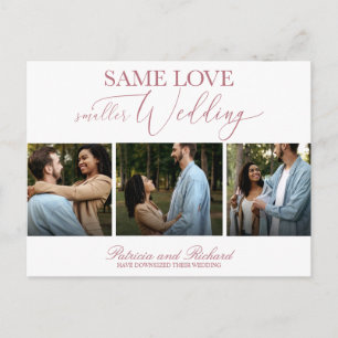 Cartão Postal Mesmo Amor Casamento Simples Elegante 3 Fotos