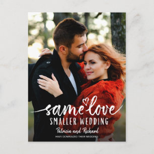 Cartão Postal Mesmo Amor Coração Fofo Reduzir Foto de Casamento 