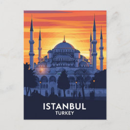 Cartão Postal Mesquita azul de Istambul na Turquia
