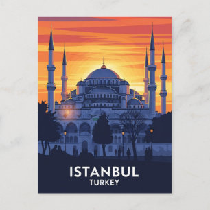 Cartão Postal Mesquita azul de Istambul na Turquia