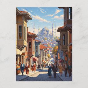 Cartão Postal Mesquita azul de Istambul na Turquia