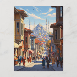 Cartão Postal Mesquita azul de Istambul na Turquia