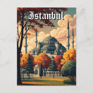 Cartão Postal Mesquita azul de Istambul na Turquia