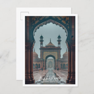 Cartão Postal Mesquita Badshahi em Lahore Art, viagem famoso lug