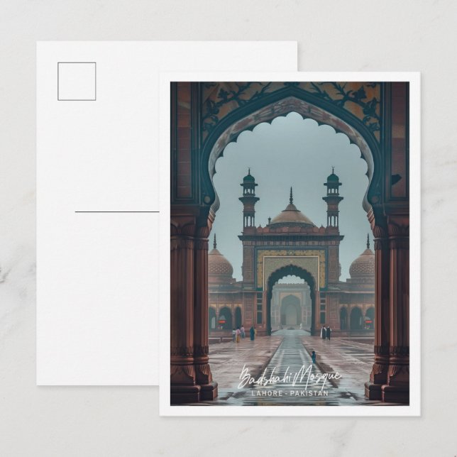 Cartão Postal Mesquita Badshahi em Lahore Art, viagem famoso lug (Frente/Verso)