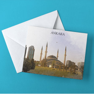 Cartão Postal Mesquita Clássica de Ancara Turquia Kocatepe