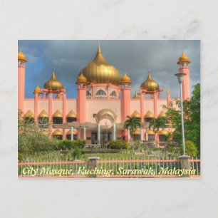Cartão Postal Mesquita da Cidade, Kuching, Sarawak, Malásia