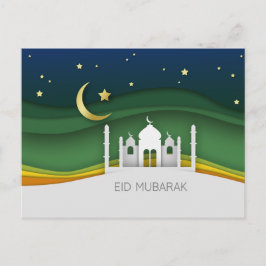 Cartão Postal Mesquita de Cortar Papel Eid Mubarak Moderno - Car