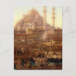 Cartão Postal Mesquita de Yeni Cami e Eminö nü bazaar - ISTANB