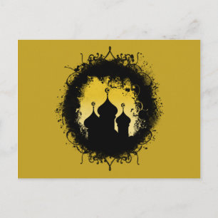 Cartão Postal Mesquita do Ramadão Negro e Dourada do Gótico Gr