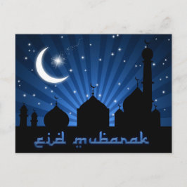 Cartão Postal Mesquita Eid Noite Azul