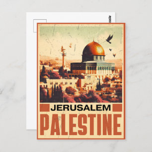 Cartão Postal Mesquita Vintage Jerusalem Al-Aqsa Domo do Rock