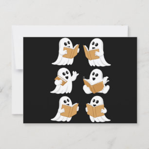 Cartão Postal Mestre de Halloween Fantasma Lendo Livros Bibliote