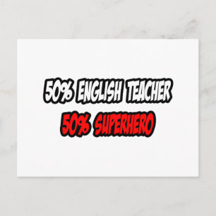Cartão Postal Metade do professor de inglês... meio super-herói.