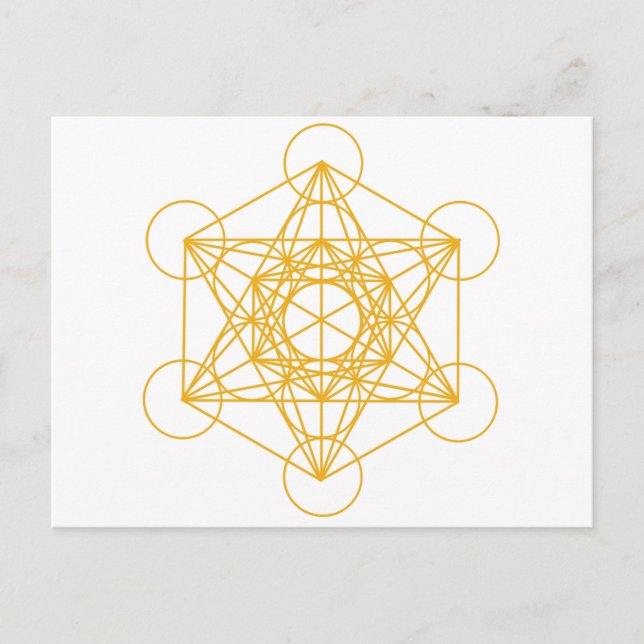 Cartão Postal Metatron Cube Dourado (Frente)