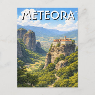 Cartão Postal Meteora Grécia Viagem Paisagem vintage